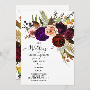 Color Chic Bold Floral Greenery White Wedding Kaart