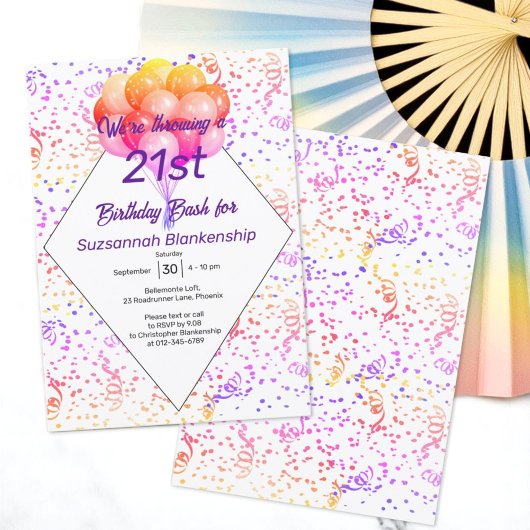 Color Confetti Balloon Aangepaste feestdag Kaart