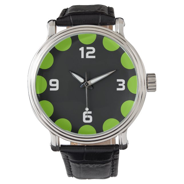 Color Crescent - Martian Green op Black Horloge (Voorkant)