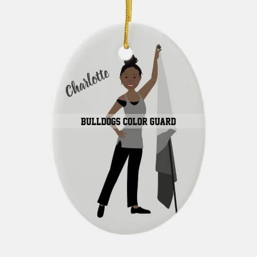 Color Guard Black Hair Grey & Black Keramisch Ornament (Voorkant)