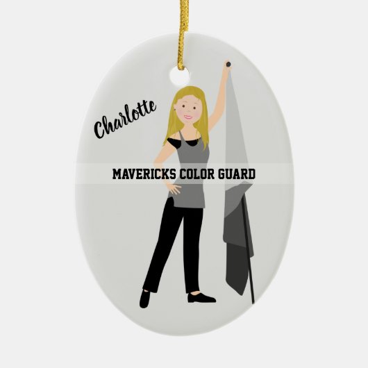 Color Guard Blonde Hair Grey & Black Keramisch Ornament (Voorkant)