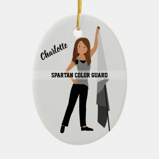 Color Guard Brown Hair Grey & Black Keramisch Ornament (Voorkant)