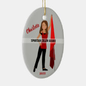 Color Guard Brown Hair Red & Black Keramisch Ornament (Rechts)