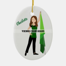Color Guard Brunette Hair Green & Black Keramisch Ornament