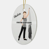Color Guard Brunette Hair Grey & Black Keramisch Ornament (Links)