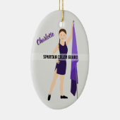 Color Guard Brunette Hair Paars & Black Keramisch Ornament (Rechts)