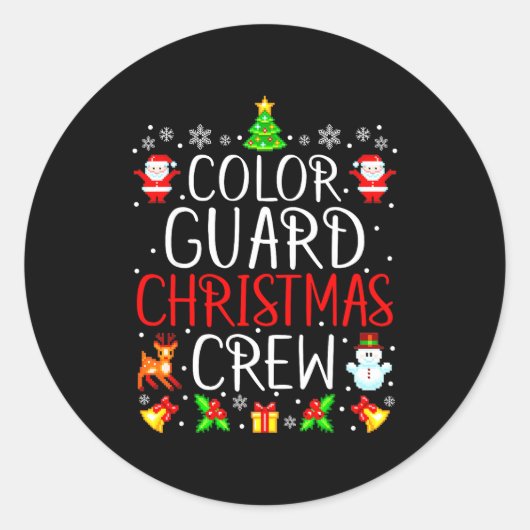 Color Guard Christmas Crew Matching Xmas  Ronde Sticker (Voorkant)