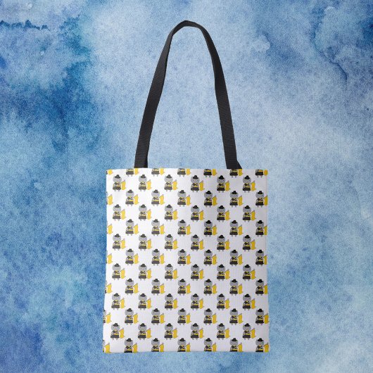 Color Guard Gray Cat Black Yellow Pattern Tote Bag