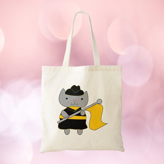 Color Guard Gray Cat Black Yellow Tote Bag