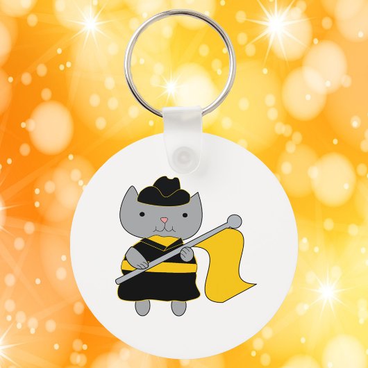 Color Guard Kawaii Cat Black Yellow Sleutelhanger