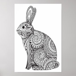 Color It Poster Rabbit Pattern