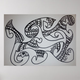 Color It Yourself Maori Motif  Poster
