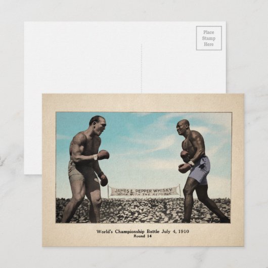  Color Johnson VS Jeffries Fight Briefkaart (Voorkant / Achterkant)