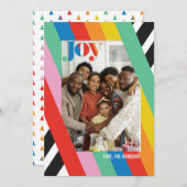 Color Joy Modern Striped Holiday-fotokaart Kaart (Voorkant / Achterkant)