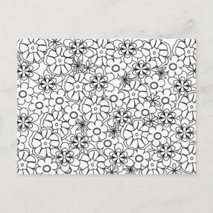 Color-Me Activity Funky Hippy Retro Flowers Briefkaart