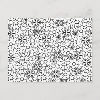 Color-Me Activity Funky Hippy Retro Flowers Briefkaart