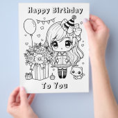 Color Me Anime Girl's Birthday Flyer (Hand)