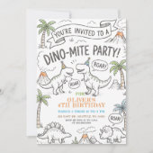 Color Me Dinosaur Birthday Party Kaart (Voorkant)