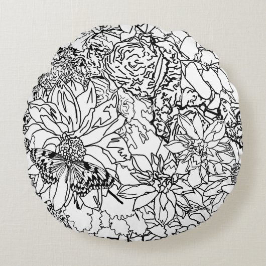 Color Me Floral Pillow Rond Kussen (Voorkant)