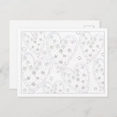 Color Me Flower Hearts Postcard Feestdagenkaart (Voorkant / Achterkant)