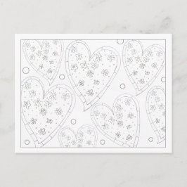 Color Me Flower Hearts Postcard Feestdagenkaart