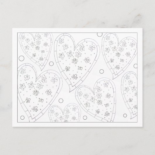 Color Me Flower Hearts Postcard Feestdagenkaart (Voorkant)