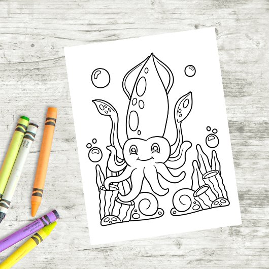 Color Me Giant Squid | Kinder activiteit Kaarten