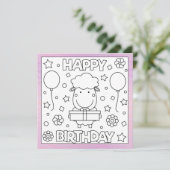 Color Me Happy Birthday Lamb | Kaart activiteit (Staand voorkant)