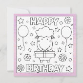 Color Me Happy Birthday Lamb | Kaart activiteit (Voorkant)