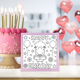 Color Me Happy Birthday Lamb   Kaart activiteit