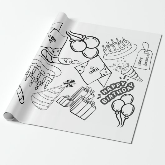 Color Me - Happy Birthday Wrapping Paper Cadeaupapier (Uitgerold)
