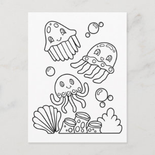 Color Me Jellyfish   Kinder activiteit Kaarten