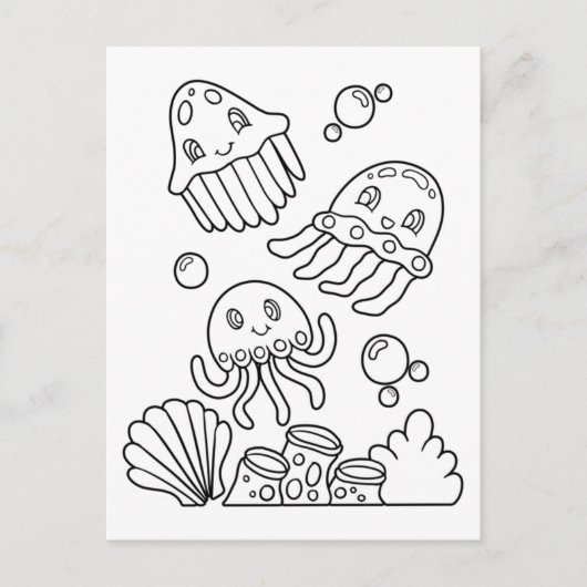 Color Me Jellyfish | Kinder activiteit Kaarten (Voorkant)