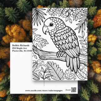 Color Me-Kaart | amazonepapegaai Briefkaart