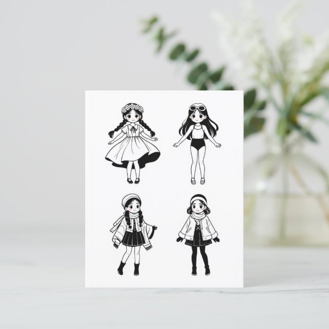 Color Me Page voor kinderen | 4 meisjes (Staand voorkant)