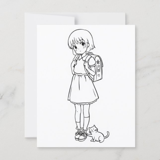 Color Me Page voor kinderen | Anime kitten (Voorkant)