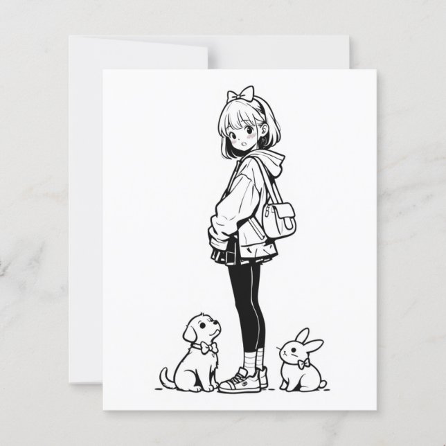 Color Me Page voor kinderen | Anime rabbit cat (Voorkant)