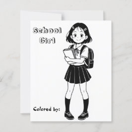 Color Me Page voor kinderen | Anime School Girl