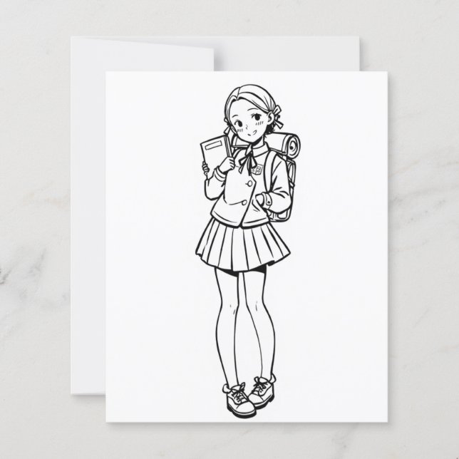 Color Me Page voor kinderen | Anime School Girl (Voorkant)