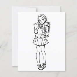 Color Me Page voor kinderen | Anime School Girl