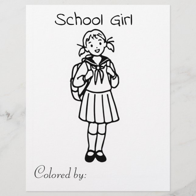 Color Me Page voor kinderen | Schoolmeisje (Voorkant)