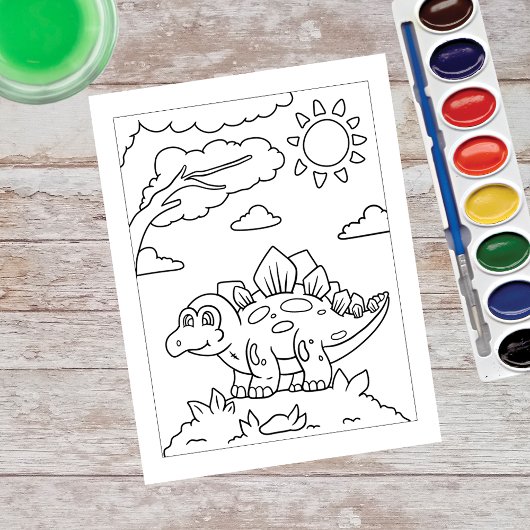 Color Me Stegosaurus Dinosaur | ActiviteitenKaarte Briefkaart