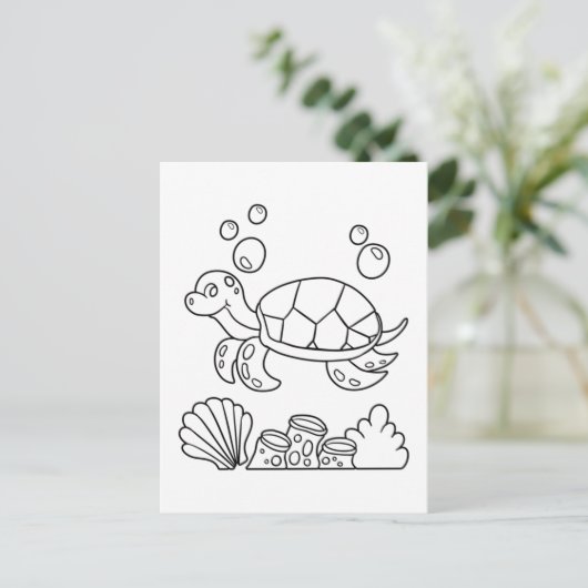 Color Me Zee Turtle | Kinder activiteit Kaarten (Staand voorkant)