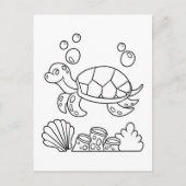 Color Me Zee Turtle | Kinder activiteit Kaarten (Voorkant)