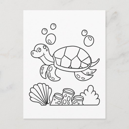 Color Me Zee Turtle | Kinder activiteit Kaarten (Voorkant)