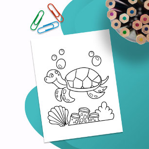 Color Me Zee Turtle   Kinder activiteit Kaarten