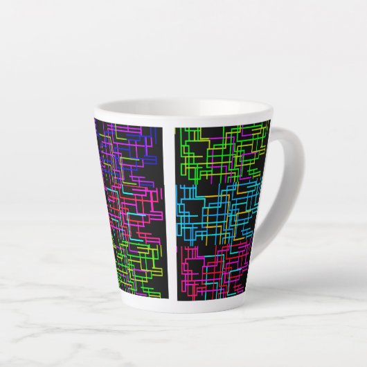 Color Neon Pattern Latte Mok (Rechterhoek)