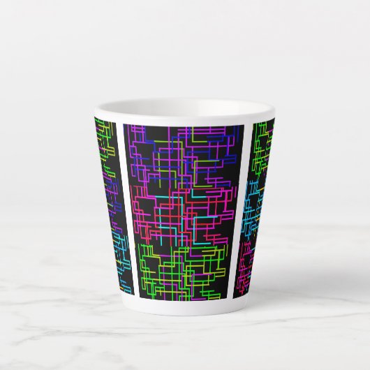 Color Neon Pattern Latte Mok (Voorkant)