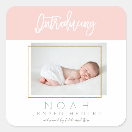 COLOR PANELS BIRTH ANNOUNCTION VIERKANTE STICKER (Voorkant)