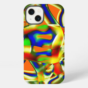 Color patches on twisted greenish beige strips iPhone 13 hoesje